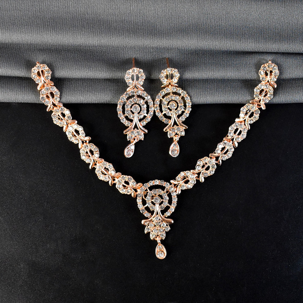 White Diamond Necklace with Earring Set by BW